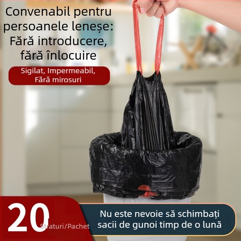 Saci de gunoi cu 20 straturi, șnur, HDPE gros, dimensiune mare, pentru cămine și bucătării