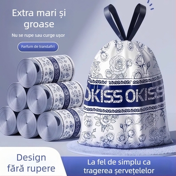 Pungi de gunoi parfumate pentru bucătărie, cu șnur, groase, cu design de tras, fără rupturi
