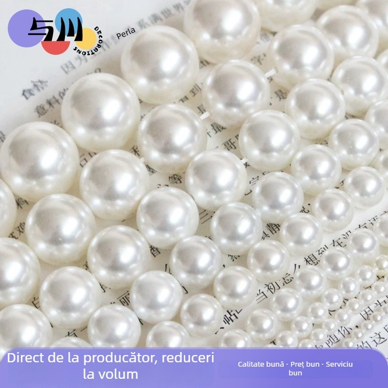 Mărgele din perlă imitativă, 6–10 mm, cu gaură trecătoare, rotunde, pentru bijuterii DIY – componente pentru coliere și brățări