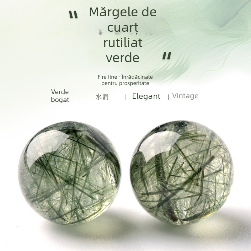 Cristale verzi naturale, mărgele libere, rotunde, cristal titan, Super Seven, brățară DIY, set de mărgele, cristal verde din mină veche, o singură mărgea