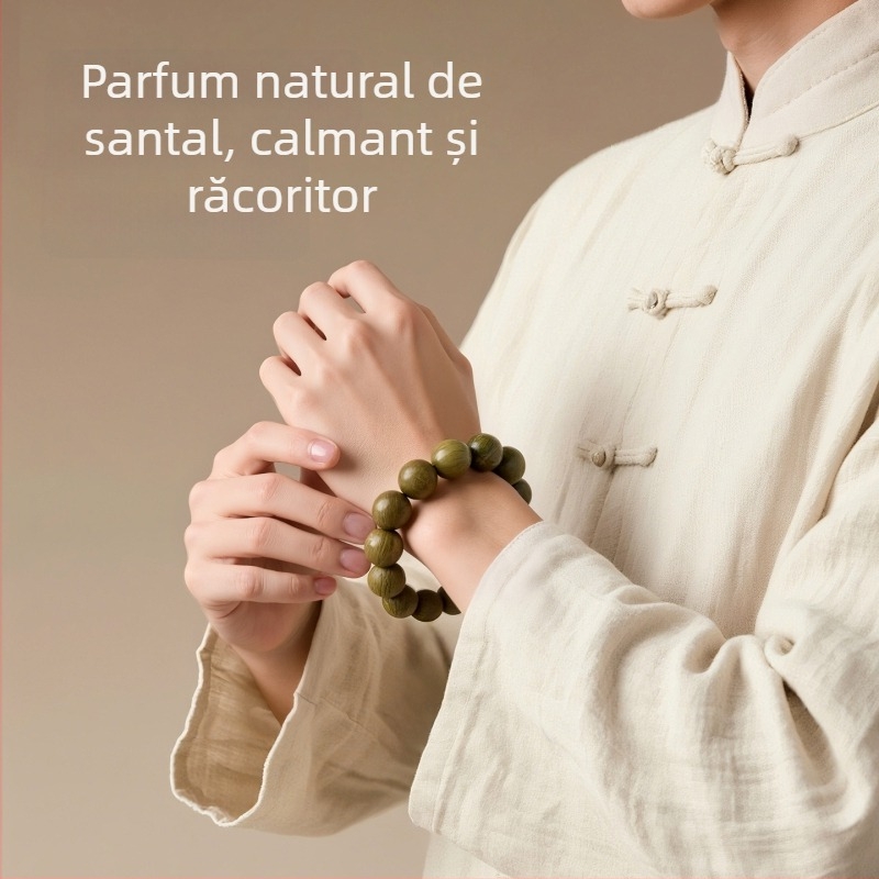 Perle naturale verzi din lemn de santal pentru brățară DIY, 8 mm, accesorii din lemn de santal și agarwood, mărgele budiste, rozariu, 108 buc
