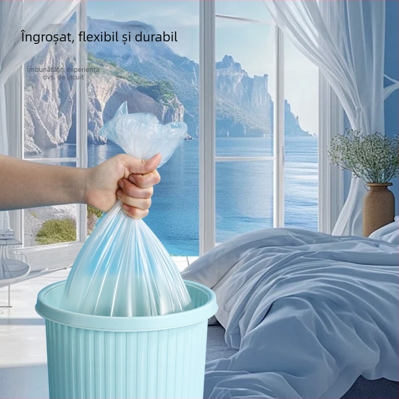 Saci de gunoi albi, transparenți, cu gură plată, de unică folosință, pentru casă, birou și hotel, extra groși