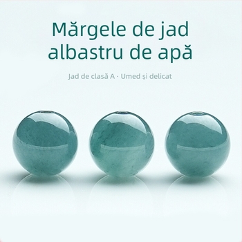 Mărgele de jad albastru cu apă, 6 mm, pentru bricolaj bijuterii, mărgele de jad cu aspect de gheață și model floral pentru brățări
