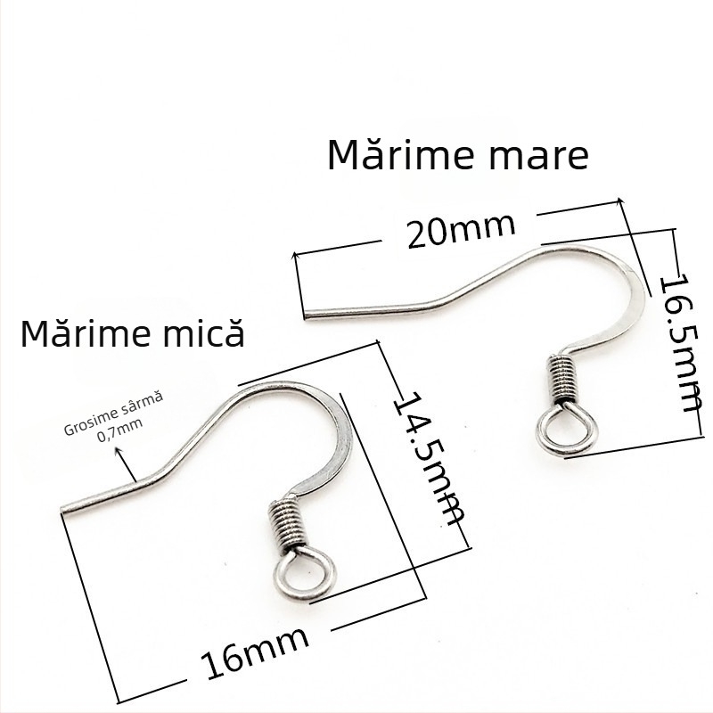 Cârlig de ureche din oțel inoxidabil 316L, cu arc, bandă plată, accesorii DIY pentru bijuterii