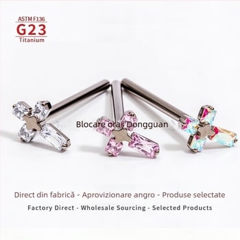 F136 aliaj de titan, cruce multicolor cu filet interior – nasture pentru ureche