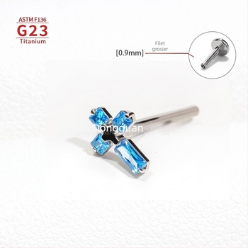 F136 aliaj de titan, cruce multicolor cu filet interior – nasture pentru ureche