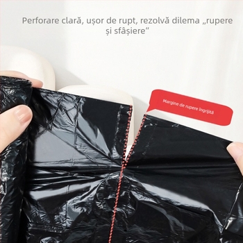 Pungi negre groase de gunoi, pentru uz casnic, bucătărie, stil vestă, dimensiuni mari, medii și mici, din plastic
