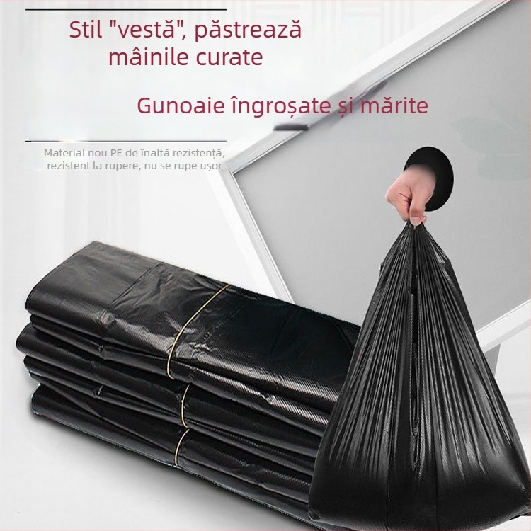 Pungi negre de gunoi, groase, de unică folosință, uz casnic, pachet de 50 buc