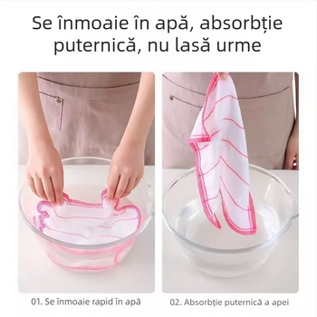 Set de 10 cârpe din tifon de bumbac, absorbante, groase, fără scame, pentru spălat vase