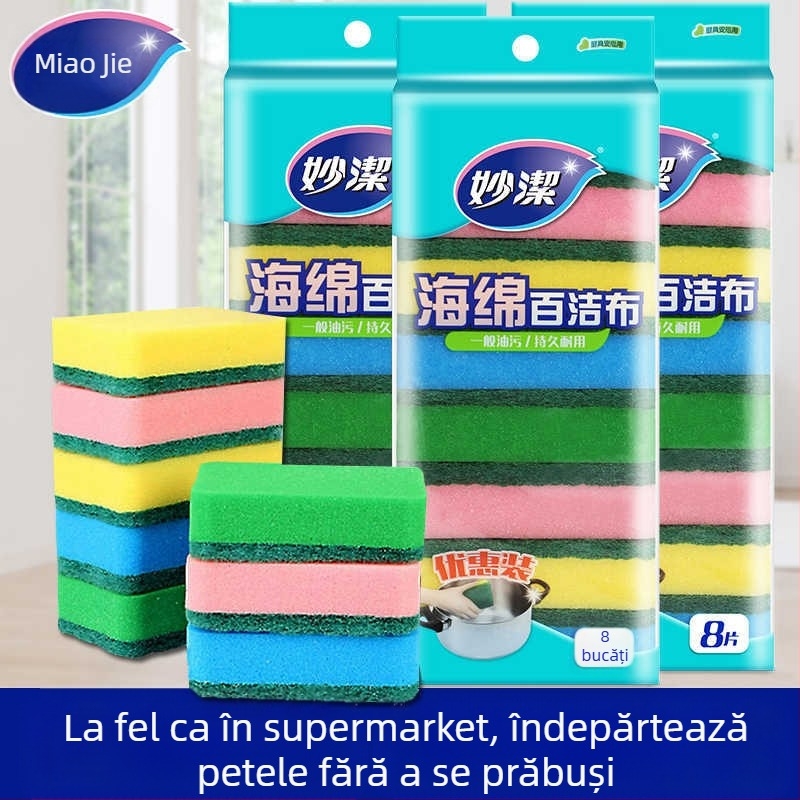 Burete de bucătărie Miaojie pentru vase, curățare pentru oale și farfurii, nu reține ulei, elimină petele