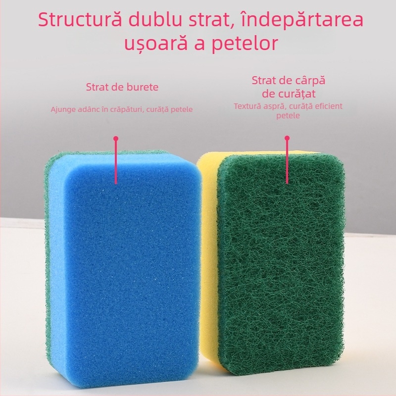 Burete de bucătărie Miaojie pentru vase, curățare pentru oale și farfurii, nu reține ulei, elimină petele