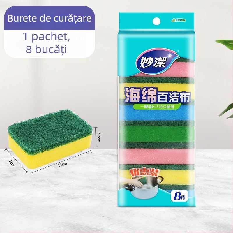 Burete de bucătărie Miaojie pentru vase, curățare pentru oale și farfurii, nu reține ulei, elimină petele