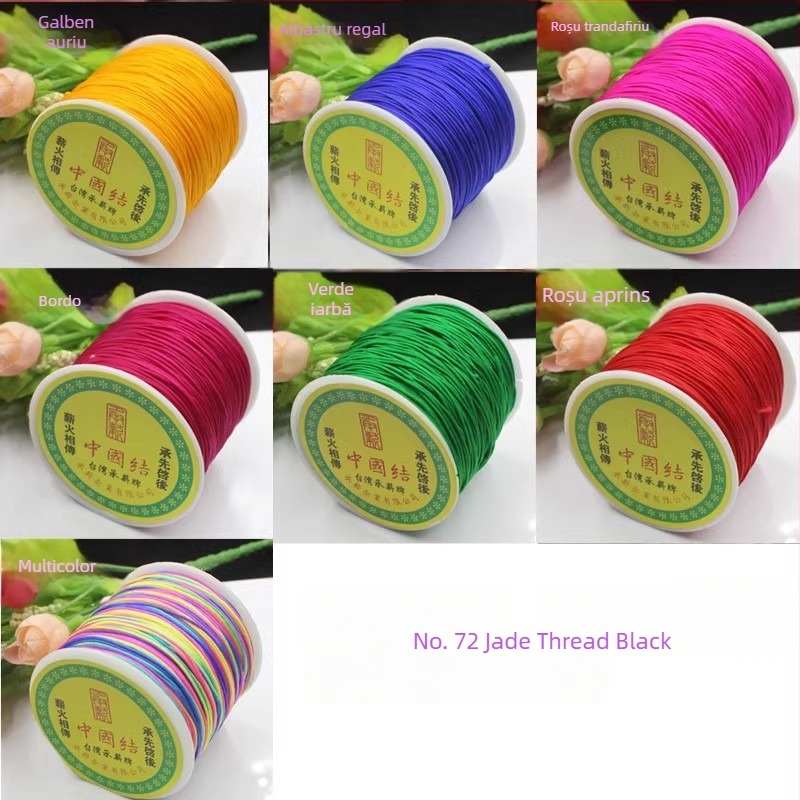 Nr. 72 Fir de jad — materiale DIY pentru obiecte handmade, șnur împletit pentru brățară, șnur roșu sigur pentru bebeluși, șnur pentru nod chinezesc și colier