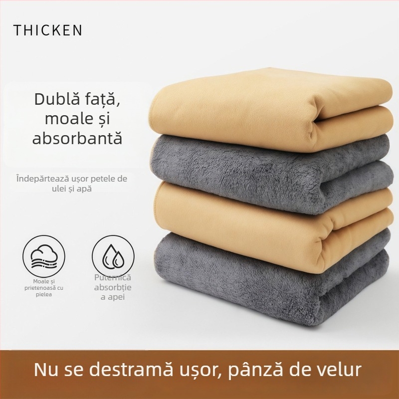 Cârpă dublu față magică pentru curățarea geamurilor, fără urme de apă, absorbantă, fără scame, cârpă de bucătărie groasă cu textură velur