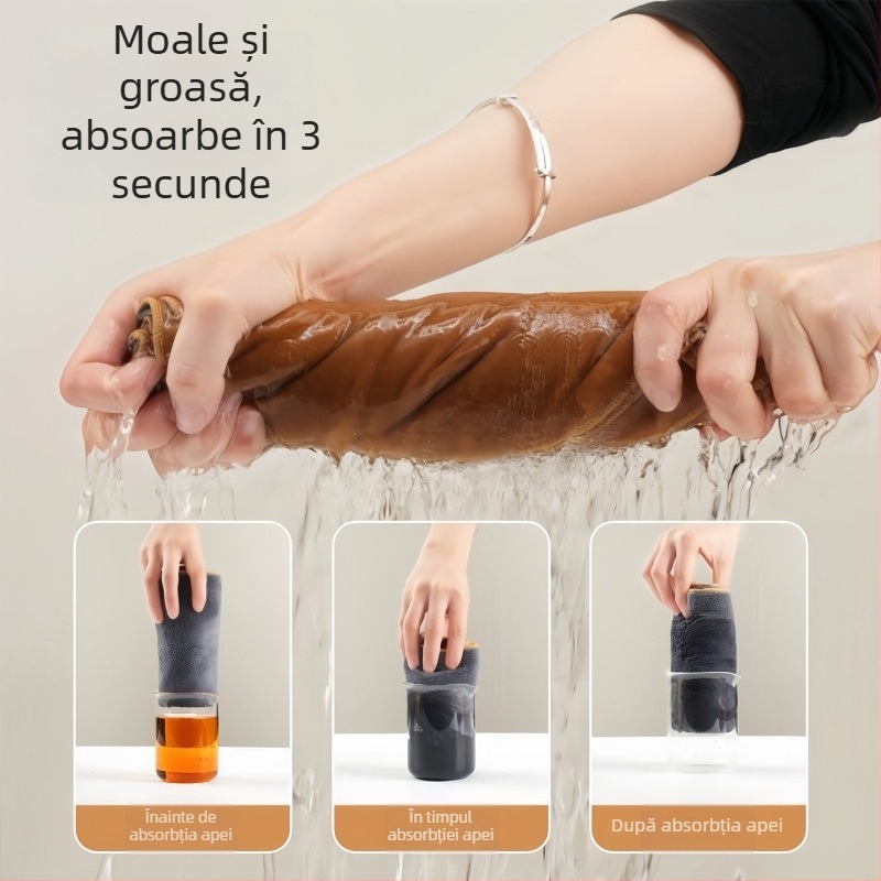 Cârpă dublu față magică pentru curățarea geamurilor, fără urme de apă, absorbantă, fără scame, cârpă de bucătărie groasă cu textură velur