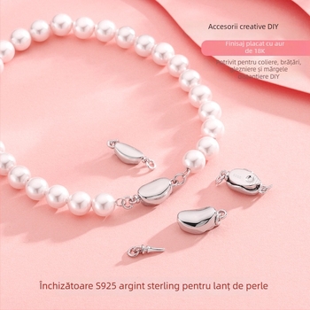 Conector din argint 925 în formă de lingou pentru colier cu perle și brățară — accesorii DIY bijuterii