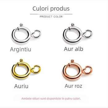 Conector circular din argint S925 pentru brățară și colier, cu închizător arc și prelungire – Accesorii DIY pentru bijuterii realizate manual