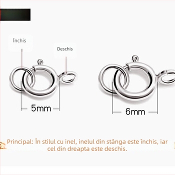 Conector circular din argint S925 pentru brățară și colier, cu închizător arc și prelungire – Accesorii DIY pentru bijuterii realizate manual