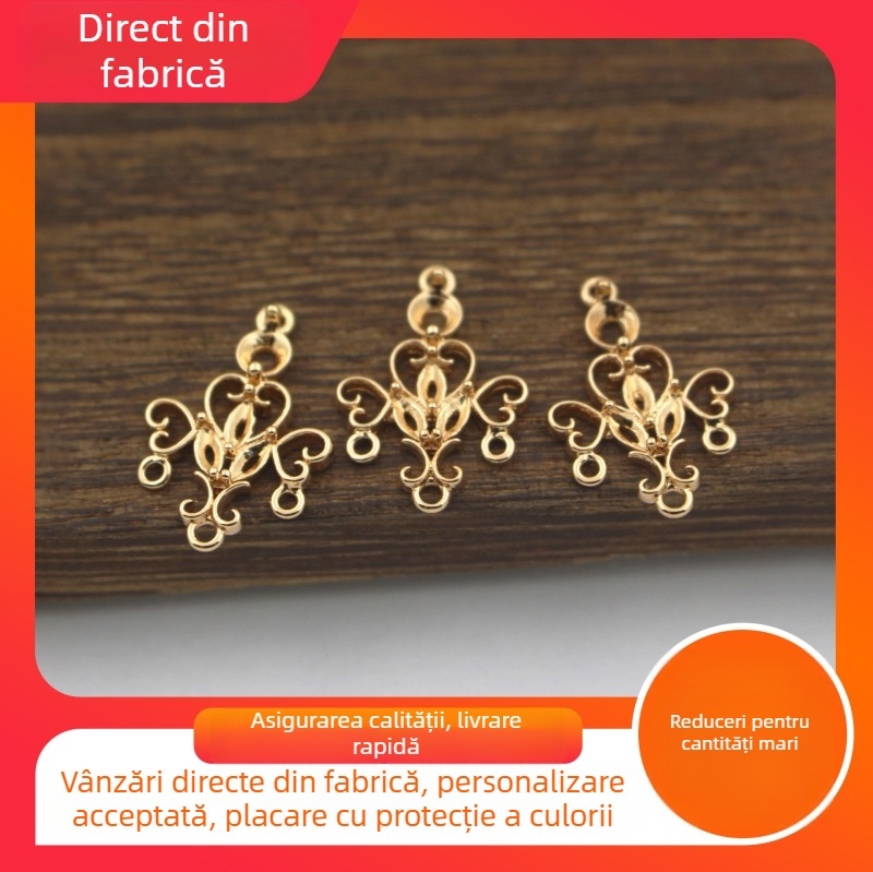 Accesorii pentru bijuterii DIY, pandantiv din cupru turnat 20×13 mm cu ciucuri și conector, stil etnic chinezesc
