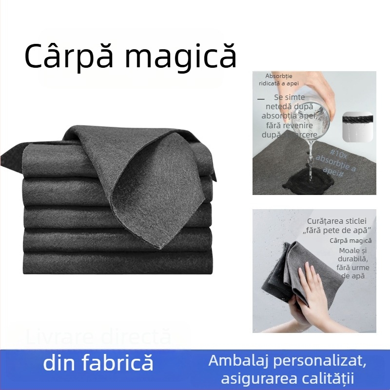Cârpa magică îngroșată pentru curățarea sticlei, cu două fețe, pentru uz casnic și bucătărie, absoarbe apa, nu lasă scame