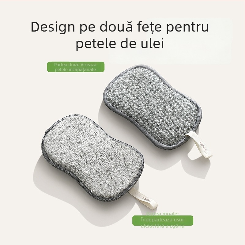 FaSoLa Cârpă dublă pentru vase, burete abraziv, perie de bucătărie pentru oale, absorbantă de apă, îndepărtarea uleiului, respinge uleiul