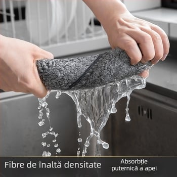 Prosop de bucătărie din fibre de bambus cu cărbune, pânză de curățare moale pentru vase, prosop de bucătărie gros și absorbant