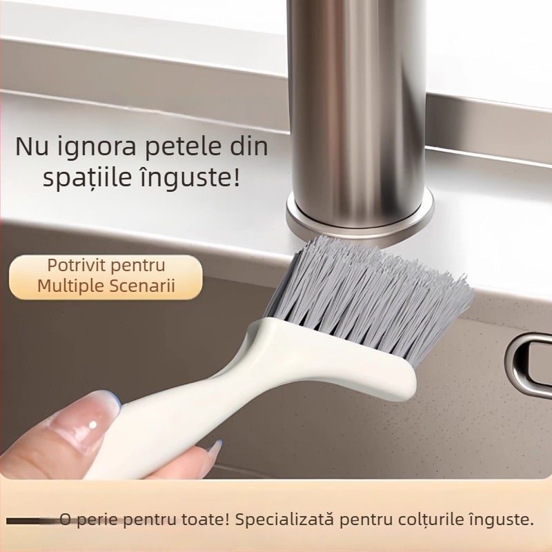 Perie japoneză pentru spații, perie de curățare multifuncțională, perie de baie cu cârlig, perie în formă de V pentru canalele ferestrei, fără colțuri moarte
