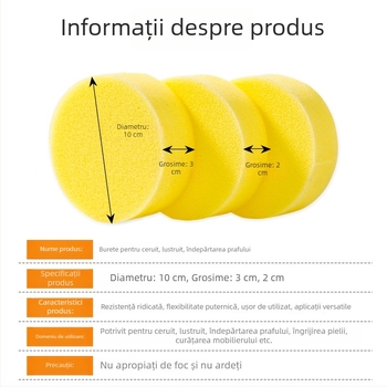 Burete circular de lustruire pentru interiorul mașinii, canapea din piele și pantofi, pastă de curățare pătrată, burete de lustruire compact pentru pantofi