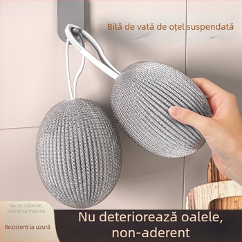 Nouă Bilă din Sârmă de Oțel Inoxidabil cu Șnur de Agățare – Curățare Bucătărie pentru Pahare și Oale