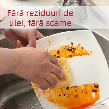 Burete pentru vase din fibră de lemn și bumbac — bloc de burete pentru vase, curățare magică pentru oale și bucătărie, burete abraziv absorbant