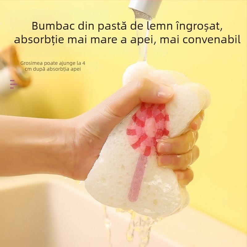 Burete pentru vase din celuloză lemnoasă și bumbac, burete de bucătărie abraziv, absorbant, respinge uleiul