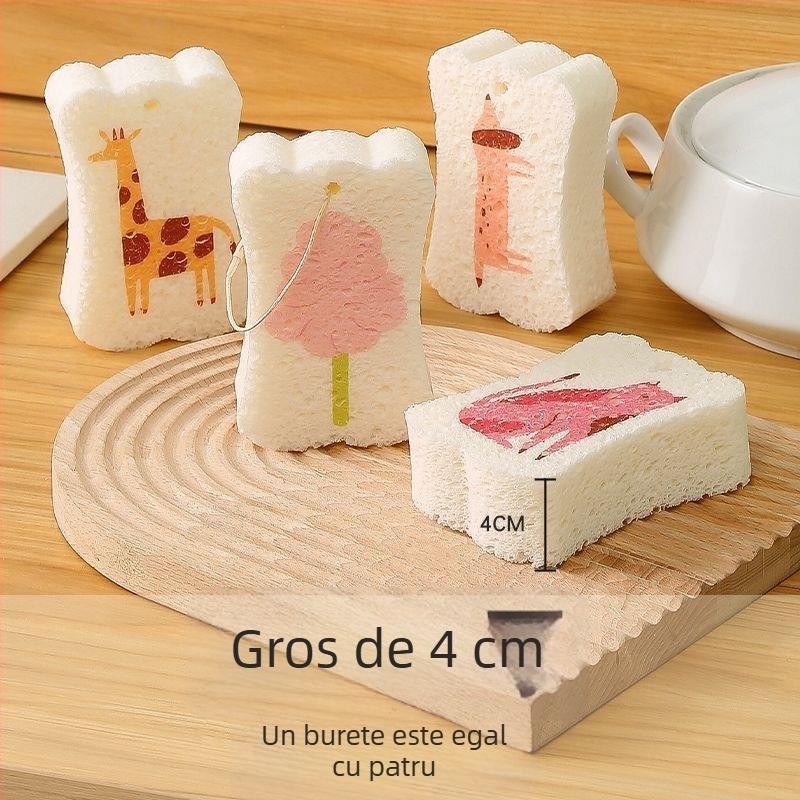 Burete pentru vase din celuloză lemnoasă și bumbac, burete de bucătărie abraziv, absorbant, respinge uleiul