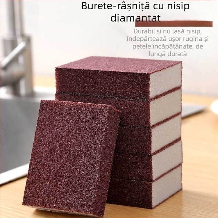 Perie pentru curățarea oalelor cu burete nano – elimină petele și depunerile negre