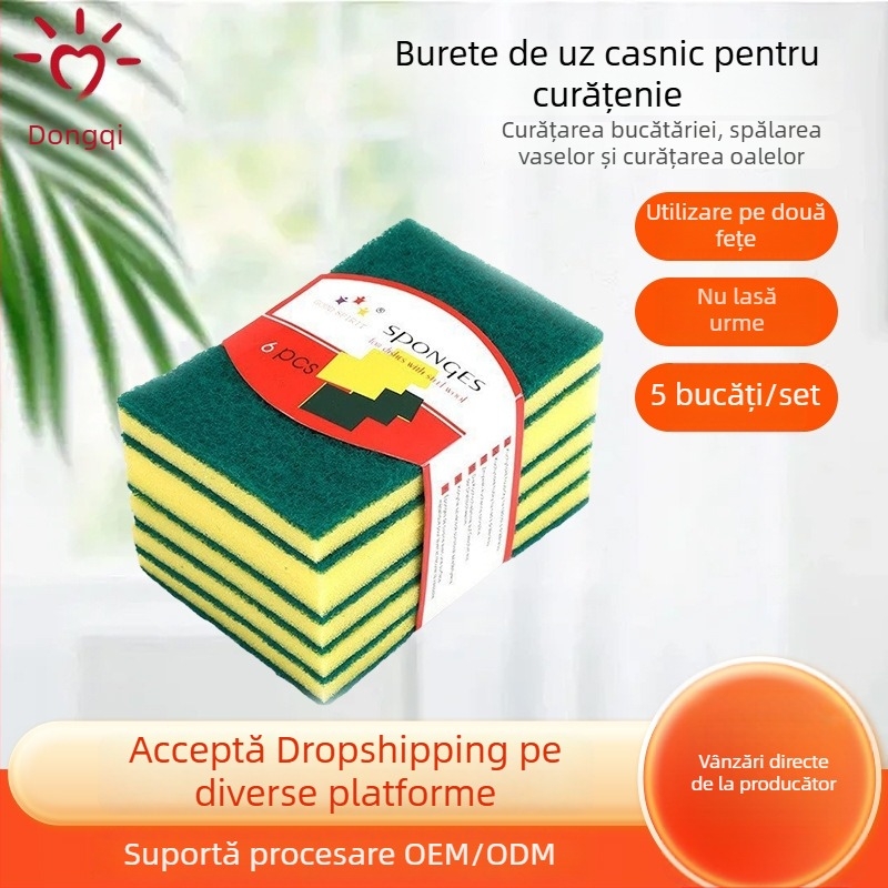 Set 6 bureți bucătărie – bureți de vase, densitate înaltă, îngroșați, fără abrazivi pentru spălat vase
