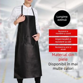 Șorț din piele cu bretea pentru gât, impermeabil, rezistent la ulei și murdărie, lungime extinsă, șorț de protecție pentru muncă fără mâneci, stil Japonez