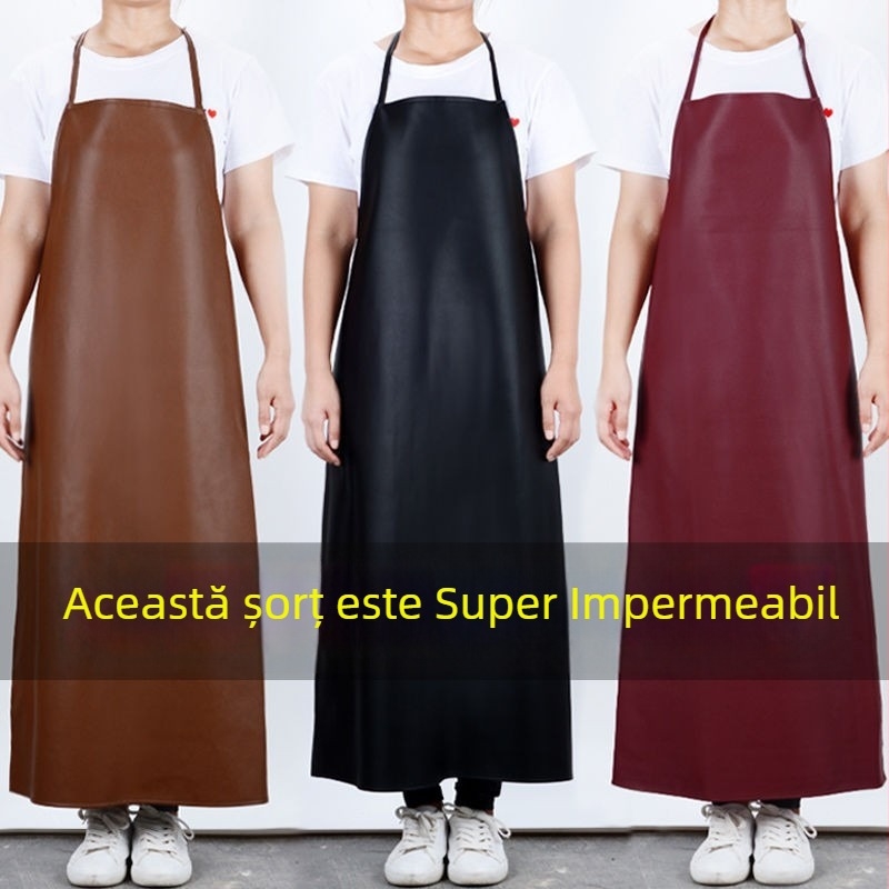 Șorț din piele cu bretea pentru gât, impermeabil, rezistent la ulei și murdărie, lungime extinsă, șorț de protecție pentru muncă fără mâneci, stil Japonez