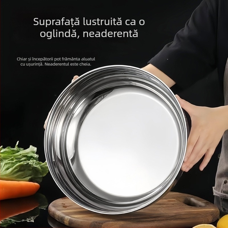 Vas de bucătărie din oțel inoxidabil, capacitate mare, fund îngroșat, potrivit pentru frământat aluat și spălat legume
