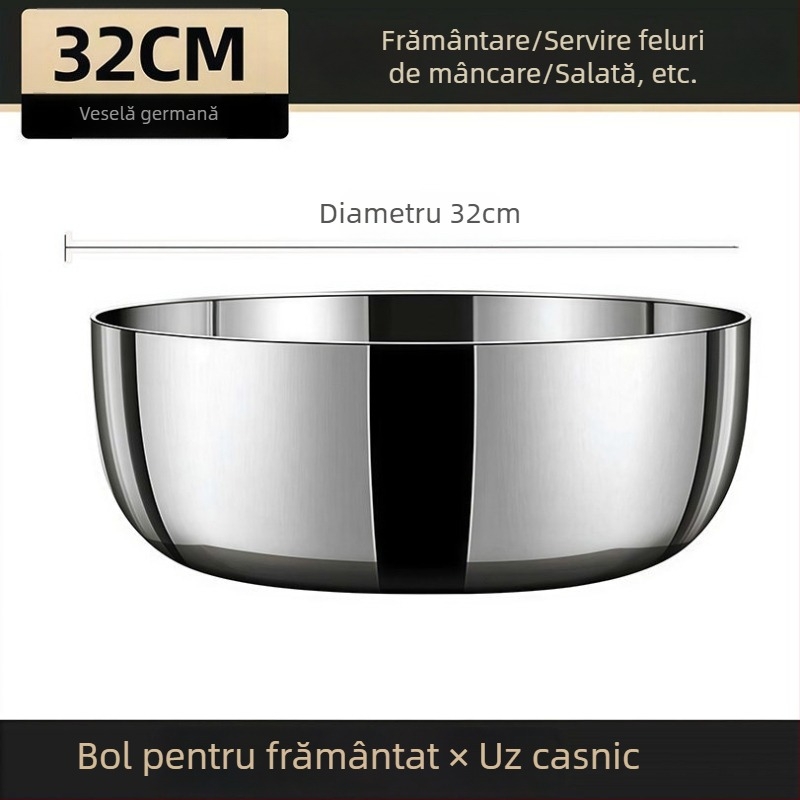 Vas de bucătărie din oțel inoxidabil, capacitate mare, fund îngroșat, potrivit pentru frământat aluat și spălat legume