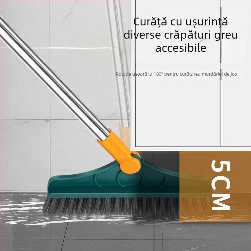 Perie de baie 2-în-1 cu mâner lung pentru podea și perie pentru crăpături - curățare temeinică, fără colțuri moarte