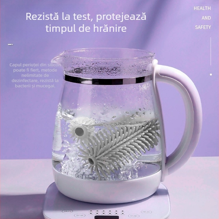 Perie electrică pentru sticle cu dezinfectare UV, perie multifuncțională pentru tetine, mâner lung, set de curățare reîncărcabil