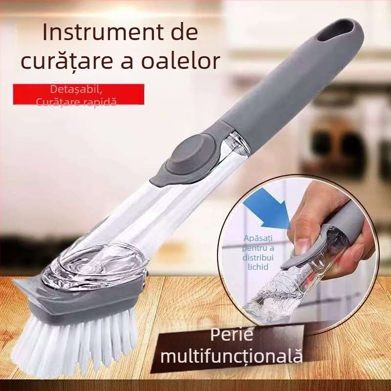 Perie de curățat oale cu mâner lung, ustensile de bucătărie pentru curățare, perie pentru ulei, perie hidraulică pentru oale