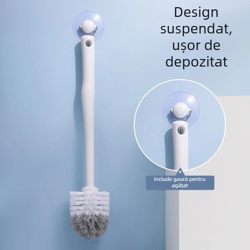 Perie de baie montată pe perete, cu tijă îngroșată, din oțel inoxidabil; cap rotund sau pătrat