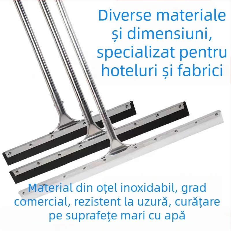 Curățător de podea din oțel inoxidabil, lamă din cauciuc, 40–100 cm, pentru plăci, baie și bucătărie