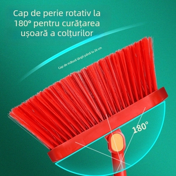 Set mătură și lopată de praf pliabil cu cap rotativ, gros, extra-large, peri moi, nu se agață de păr