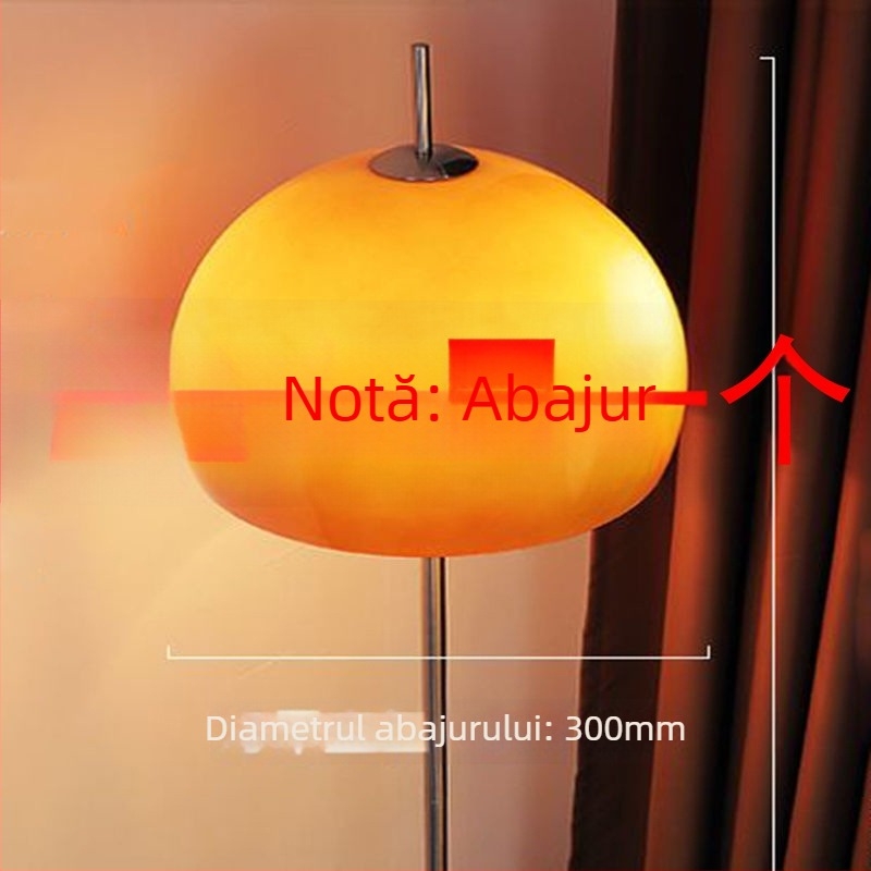 Lampă de podea în formă de ciupercă, cu abajur din sticlă, stil Bauhaus retro pentru dormitor și sufragerie