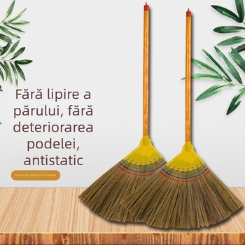 Mătură de uz casnic cu peri moi, din iarba coadă de Phoenix, țesătură din paie, cap cu opt cuie
