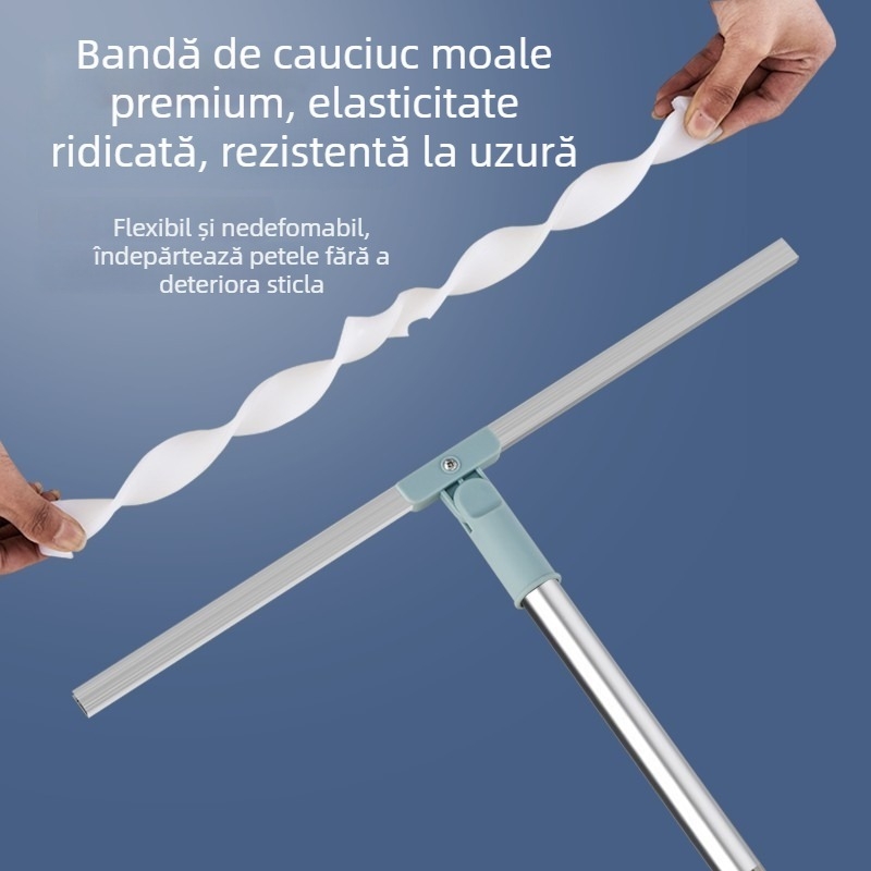 Instrument retractabil de curățare pentru baie, pentru suprafețe din sticlă și faianță, mop cu perie-ștergător magic pentru curățare uscată și umedă (35–50 cm)