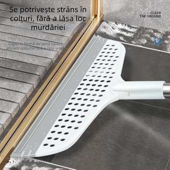 Mătură de baie din silicon pentru podea, extensibilă, cu funcții multiple, pentru curățare umedă
