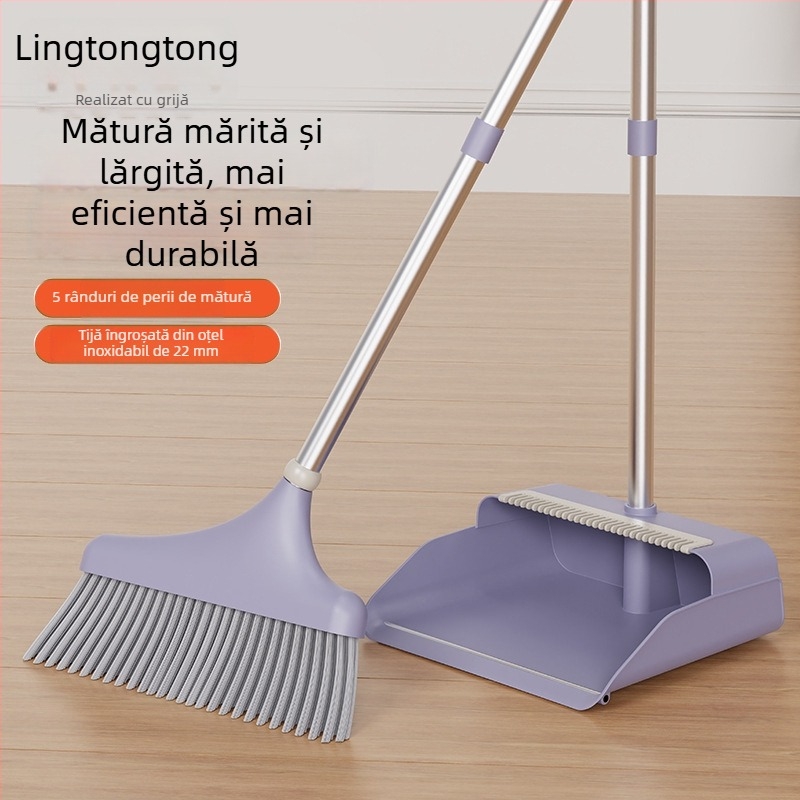 Set mătură și lopățică Lin Tongtong, 5 rânduri peri moi, pentru uz casnic