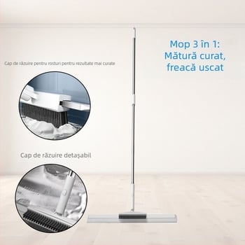 Mătură magică din silicon pentru curățare uscată și umedă, cu dublă funcție – măturat și mopare, baie și podele, 35 cm
